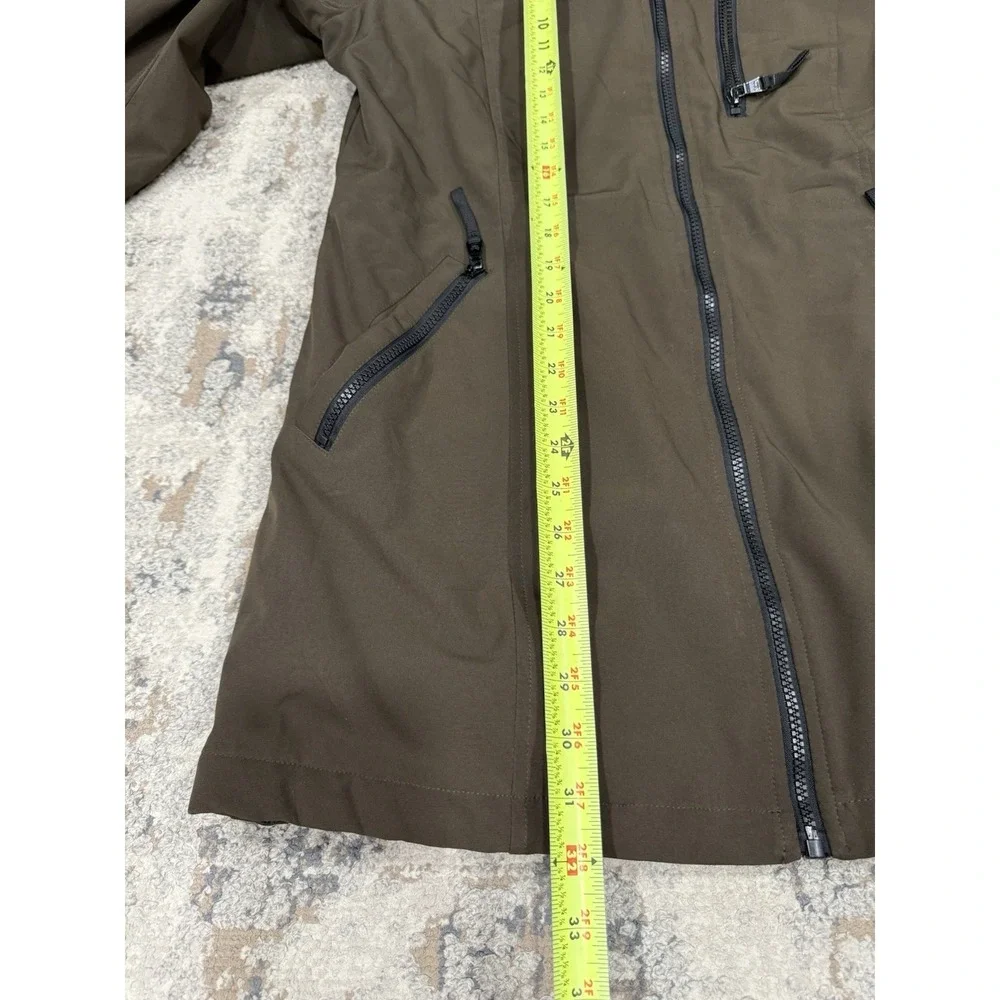 Calvin Klein Brown Hooded Faux Fur Lines Raincoat Anorak Jacket Coat‎ Large